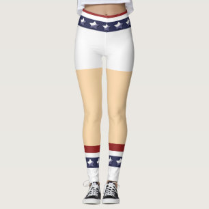 Funny Patriotic cheerleader legs strips Leggings