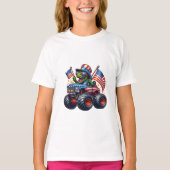 Funny Patriotic Dinosaur T Rex On Monster Truck  T-shirt (Voorkant)