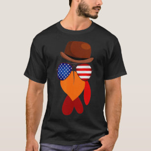 Funny Patriotic Glasses Turkije Gezicht Boog Strop T-shirt