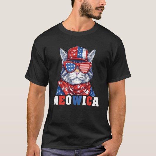 Funny Patriotic Kitty cat 4th of July Meowica Cat T-shirt (Voorkant)