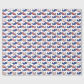 Funny Patriotic Mustache Pattern Cadeaupapier (Vlak)