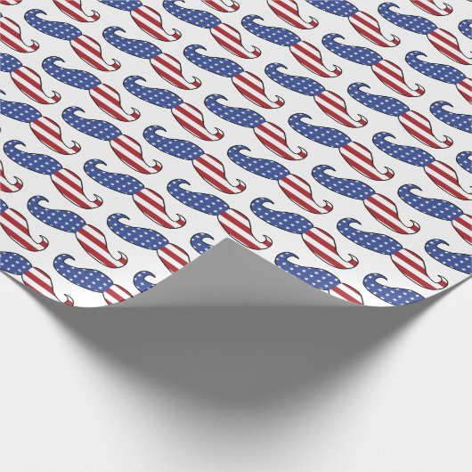 Funny Patriotic Mustache Pattern Cadeaupapier (Hoek)