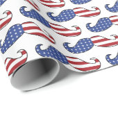 Funny Patriotic Mustache Pattern Cadeaupapier (Rol Hoek)