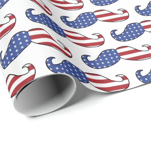 Funny Patriotic Mustache Pattern Cadeaupapier (Rol Hoek)