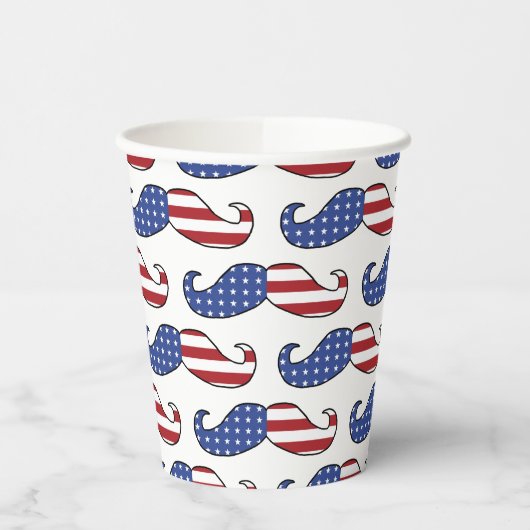 Funny Patriotic Mustache Pattern Papieren Bekers (Links)