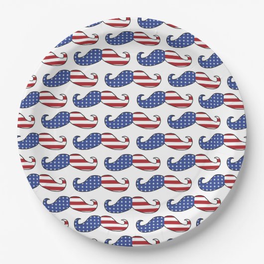 Funny Patriotic Mustache Pattern Papieren Bordje (Voorkant)