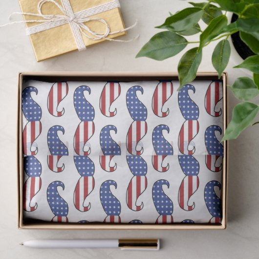 Funny Patriotic Mustache Pattern Tissuepapier (Geschenk)