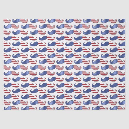 Funny Patriotic Mustache Pattern Tissuepapier (Voorkant)