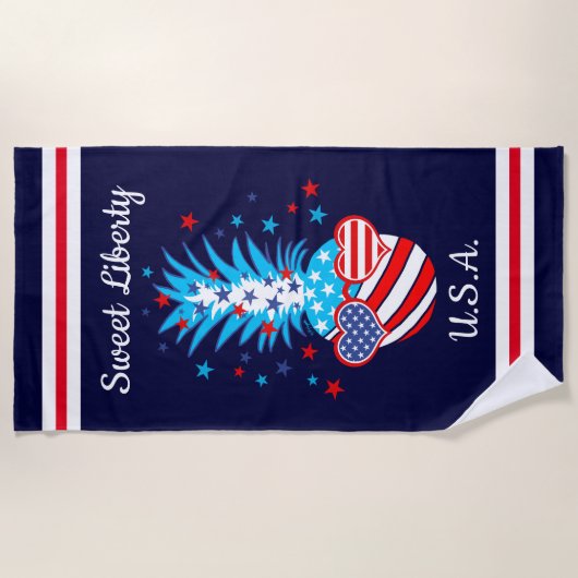 Funny Patriotic Pineapple Strandlaken (Voorkant)