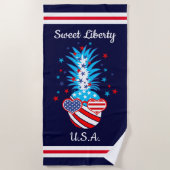 Funny Patriotic Pineapple Strandlaken (Voorkant)