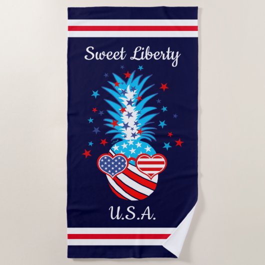 Funny Patriotic Pineapple Strandlaken (Voorkant)