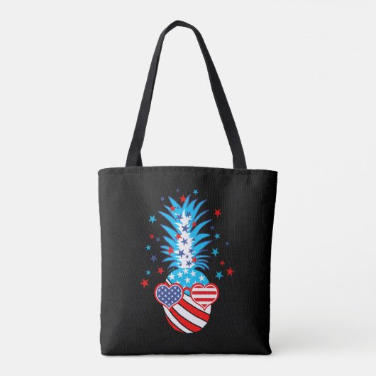 Funny Patriotic Pineapple Tote Bag (Achterkant)