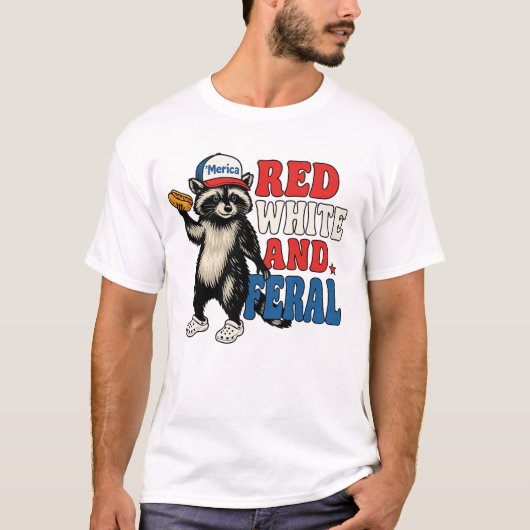 Funny Patriotic Raccoon Shirt – Red White and Fera (Voorkant)