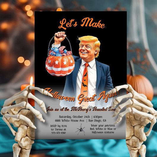 Funny Patriotic Trump Halloween Party Kaart