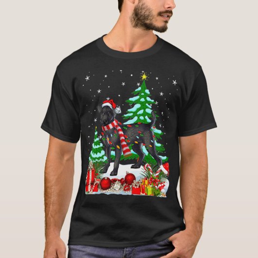 Funny Patterdale Terrier Dog Christmas Tree T-shirt (Voorkant)
