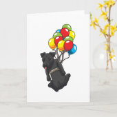 Funny Patterdale Terrier Dog met ballonnen Kaart (Gele Bloem)