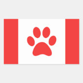 Funny Paw Canadese vlag Rechthoekige Sticker (Voorkant)