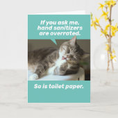 Funny Paw Licking Cat - Hand Sanitizers Overrating Kaart (Gele Bloem)