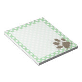 Funny Paw Print op Celadon Green Polka Dots Notitieblok (Schuin)