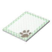 Funny Paw Print op Celadon Green Polka Dots Notitieblok (Linkerzijde)