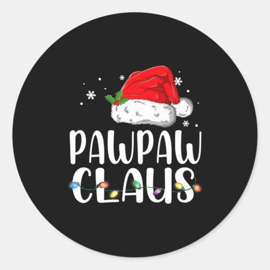 Funny Pawpaw Claus Christmas Pajamas Santa Ronde Sticker (Voorkant)