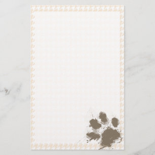Funny Pawprint; Antiek witte hond Briefpapier