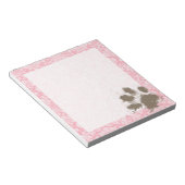 Funny Pawprint op Bubble Gum Pink Damask Notitieblok (Schuin)
