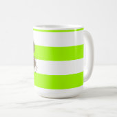 Funny Pawprint op Electric Lime Green Stripes Koffiemok (Voorkant rechts)