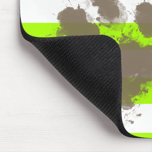 Funny Pawprint op Electric Lime Green Stripes Muismat (Hoek)