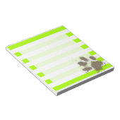 Funny Pawprint op Electric Lime Green Stripes Notitieblok (Schuin)