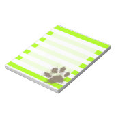 Funny Pawprint op Electric Lime Green Stripes Notitieblok (Linkerzijde)