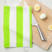 Funny Pawprint op Electric Lime Green Stripes Theedoek (Quarter Fold)