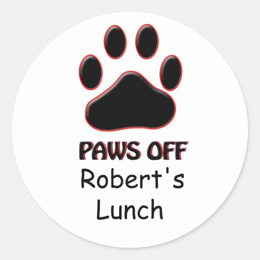 Funny Paws off Lunch Bag Sticker (Voorkant)