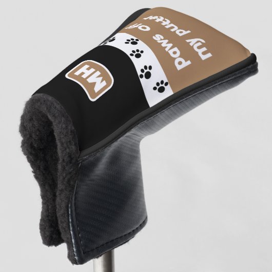 Funny Paws off Mijn Putter met Initialen Golfheadcover (3/4 voorkant)