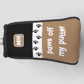 Funny Paws off Mijn Putter met Initialen Golfheadcover (Voorkant)
