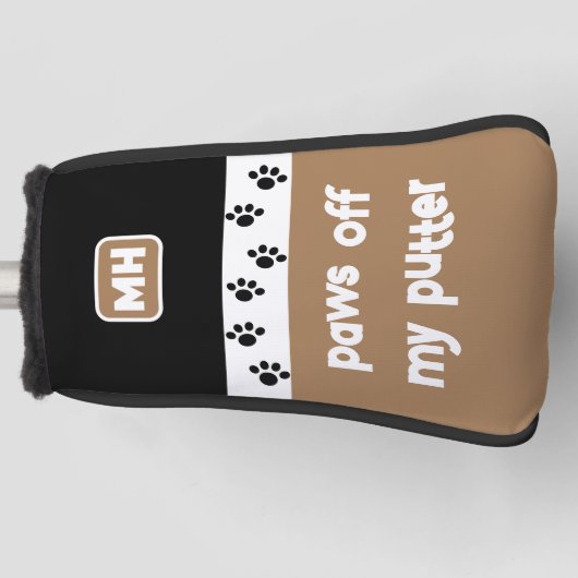 Funny Paws off Mijn Putter met Initialen Golfheadcover (Voorkant)