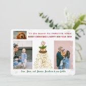 Funny Pawsitive Dog Cat 3 foto's Schattigee sneeuw Feestdagenkaart (Staand voorkant)