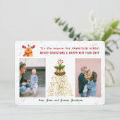 Funny Pawsitive Rudolph 2 foto's Schattige Modern Feestdagenkaart (Staand voorkant)