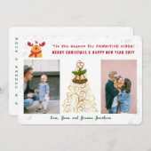 Funny Pawsitive Rudolph 2 foto's Schattige Modern Feestdagenkaart (Voorkant / Achterkant)