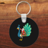 Funny Pea Bird Lover Santa Riding Pea Christmas Sleutelhanger (Voorkant)