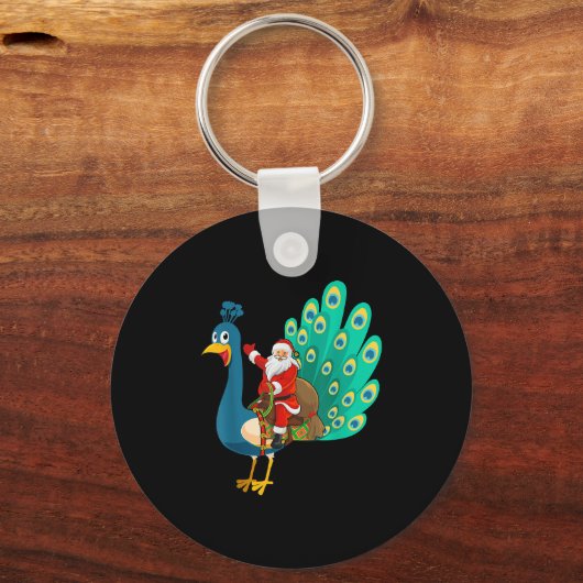 Funny Pea Bird Lover Santa Riding Pea Christmas Sleutelhanger (Voorkant)