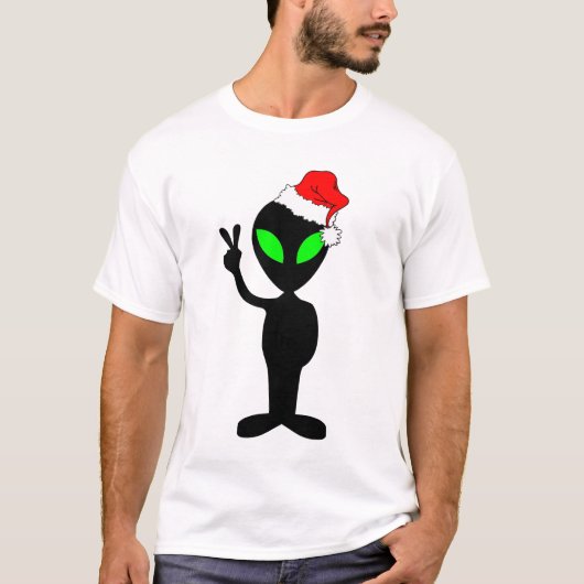 Funny peace alien santa t-shirt (Voorkant)