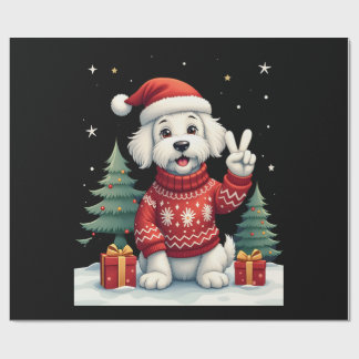 Funny Peace Hand Maltese Christmas Lights Womens M Cadeaupapier