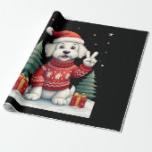 Funny Peace Hand Maltese Christmas Lights Womens M Cadeaupapier (Uitgerold)