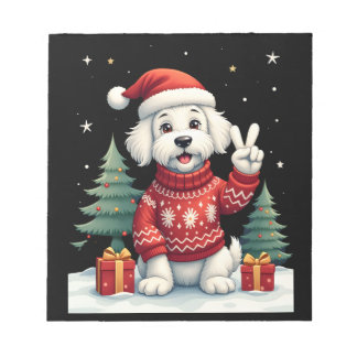 Funny Peace Hand Maltese Christmas Lights Womens M Notitieblok