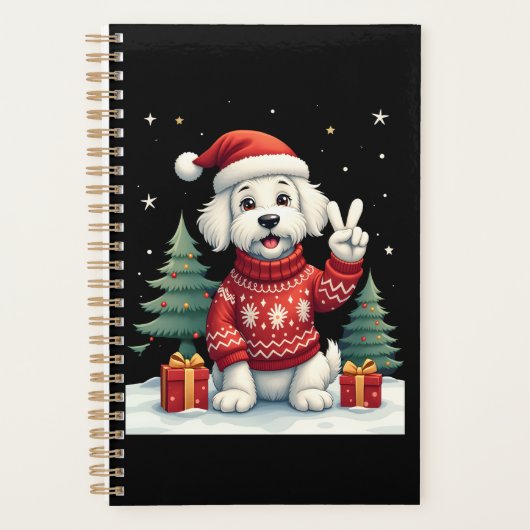 Funny Peace Hand Maltese Christmas Lights Womens M Planner (Voorkant)