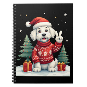 Funny Peace Hand Maltese Kerstlichten Dames M Notitieboek
