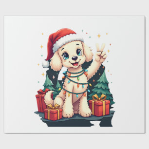 Funny Peace Hand Poodle Kerstverlichting Dames T-S Cadeaupapier