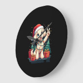 Funny Peace Hand Poodle Kerstverlichting Dames T-S Grote Klok (Hoek)