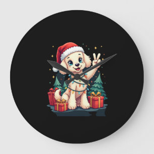 Funny Peace Hand Poodle Kerstverlichting Dames T-S Grote Klok